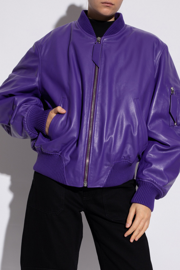 IetpShops GB Purple Leather bomber jacket Edition The Attico